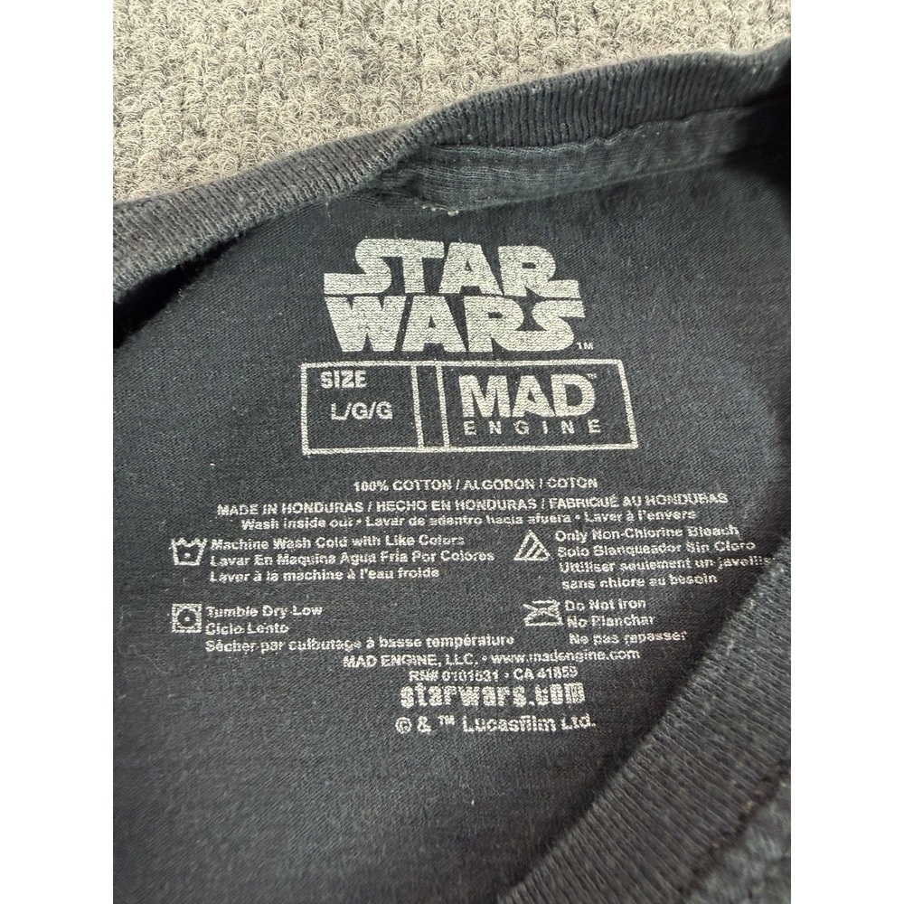 Mad Engine Star Wars Boba Fett Graphic Print Black Crewneck T-Shirt men's L - Picture 4 of 7